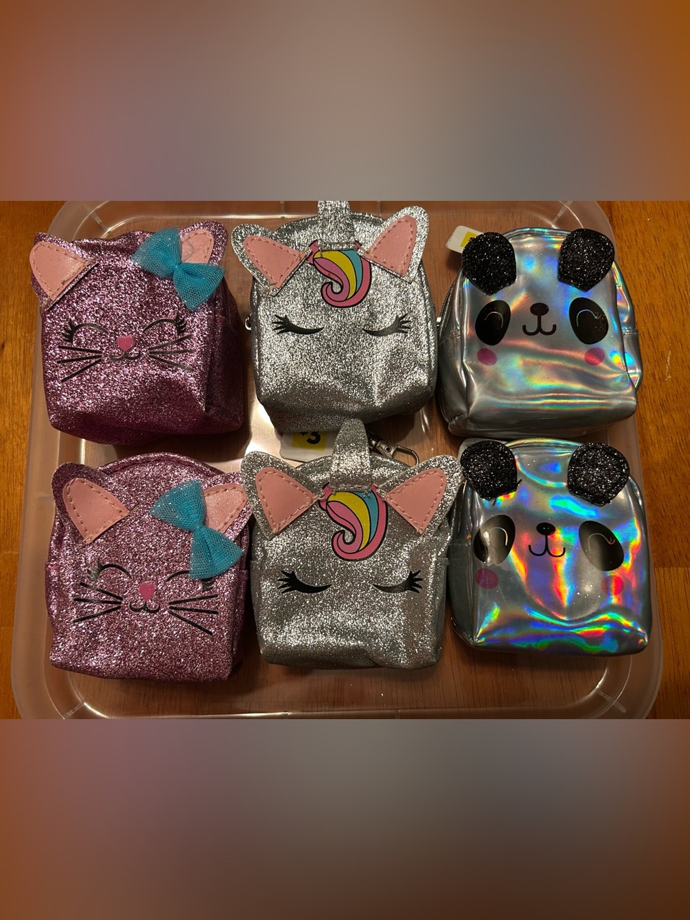 Novelty Glitter Mini Purse Keychains, Assorted / bundle of 6